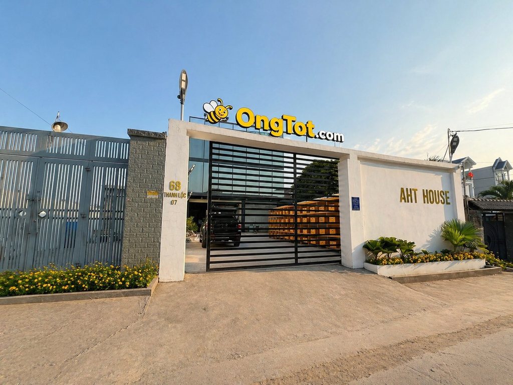 OngTot.com — biển hiệu trại ong dú trong nhà kho Thạnh Lộc 07